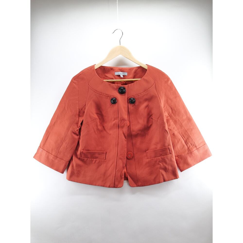Classiques Entier Women's Burnt orange 3 Button round Neck Career Work Blazer XS